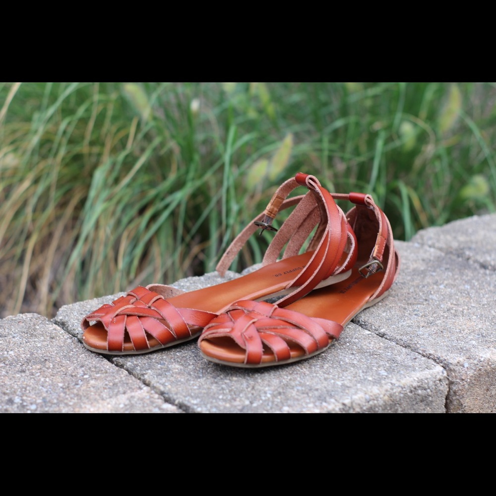 Brown ankle strap sandals